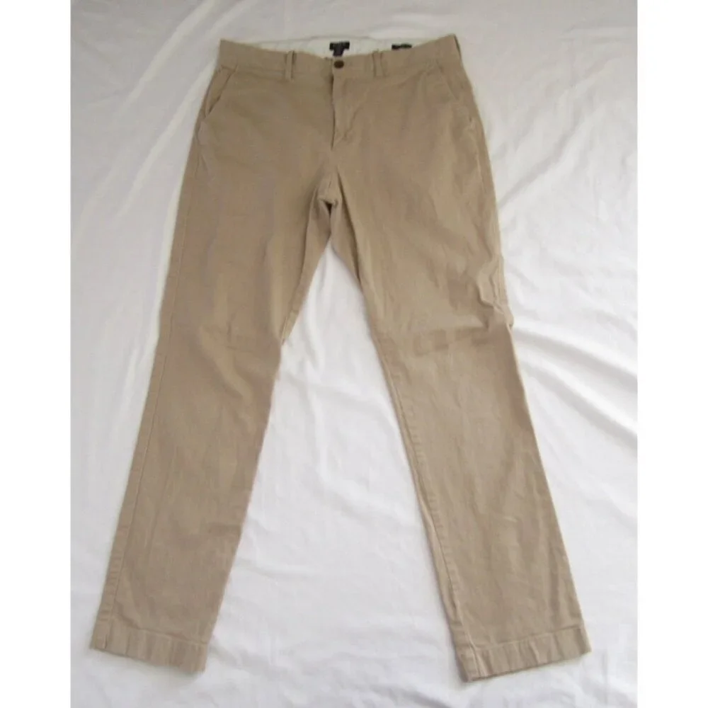 Men'sJ Crew Flex Athletic Slim Brown Pants Sz W33, L30 (MP415)